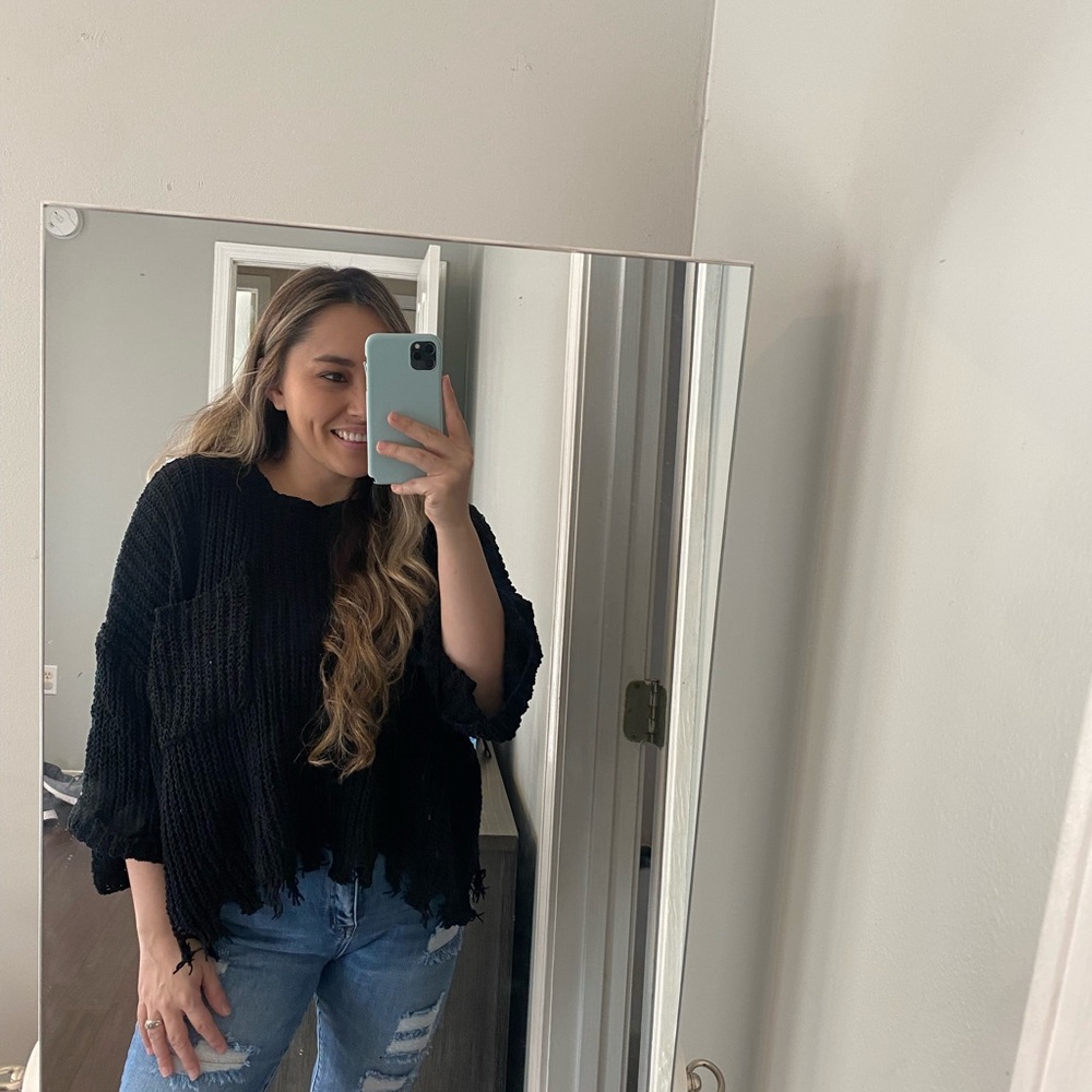 Distressed Sweater Top